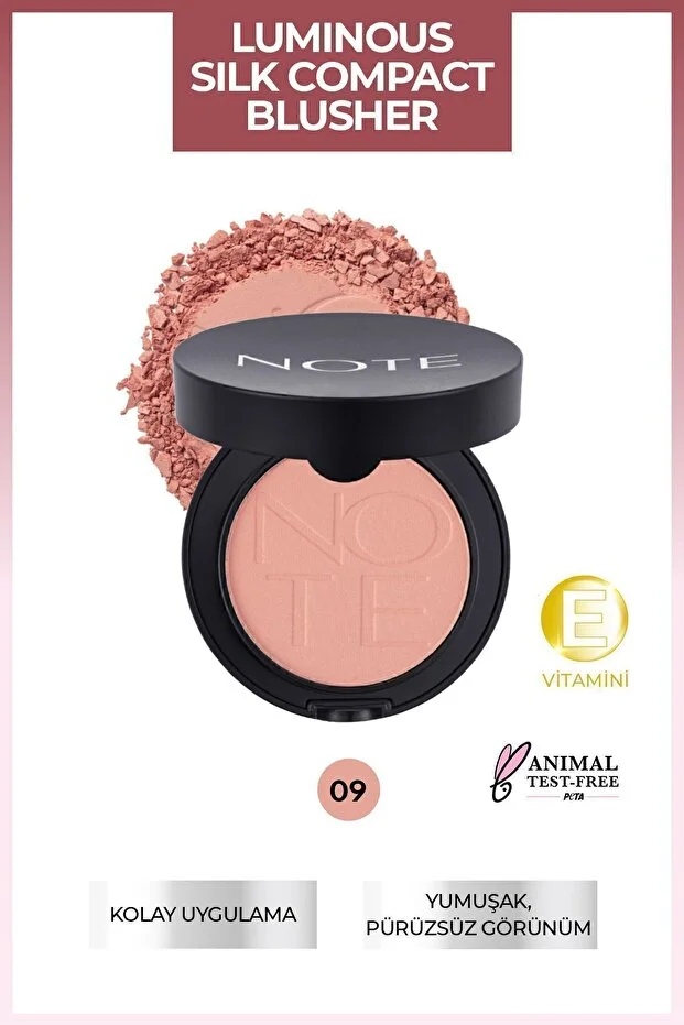 Note Luminous Silk Blusher Compact Toz Allık – 09 Dusty Pink Note Luminous Silk Blusher Compact Toz Allık – 09 Dusty Pink