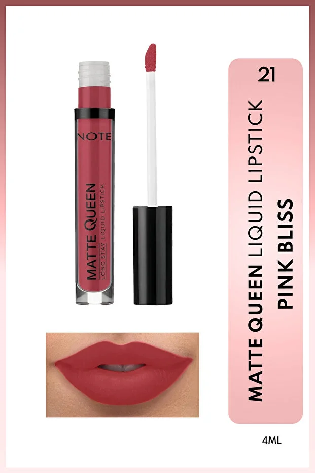 Note Matte Queen Mat Ruj Yoğun Renkli Lipstick – 21 Pink Bliss - Kırmızı