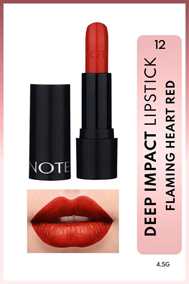 Note Deep İmpact Lipstick Kremsi Ruj – 12 Flaming Heart Red - Kırmızı