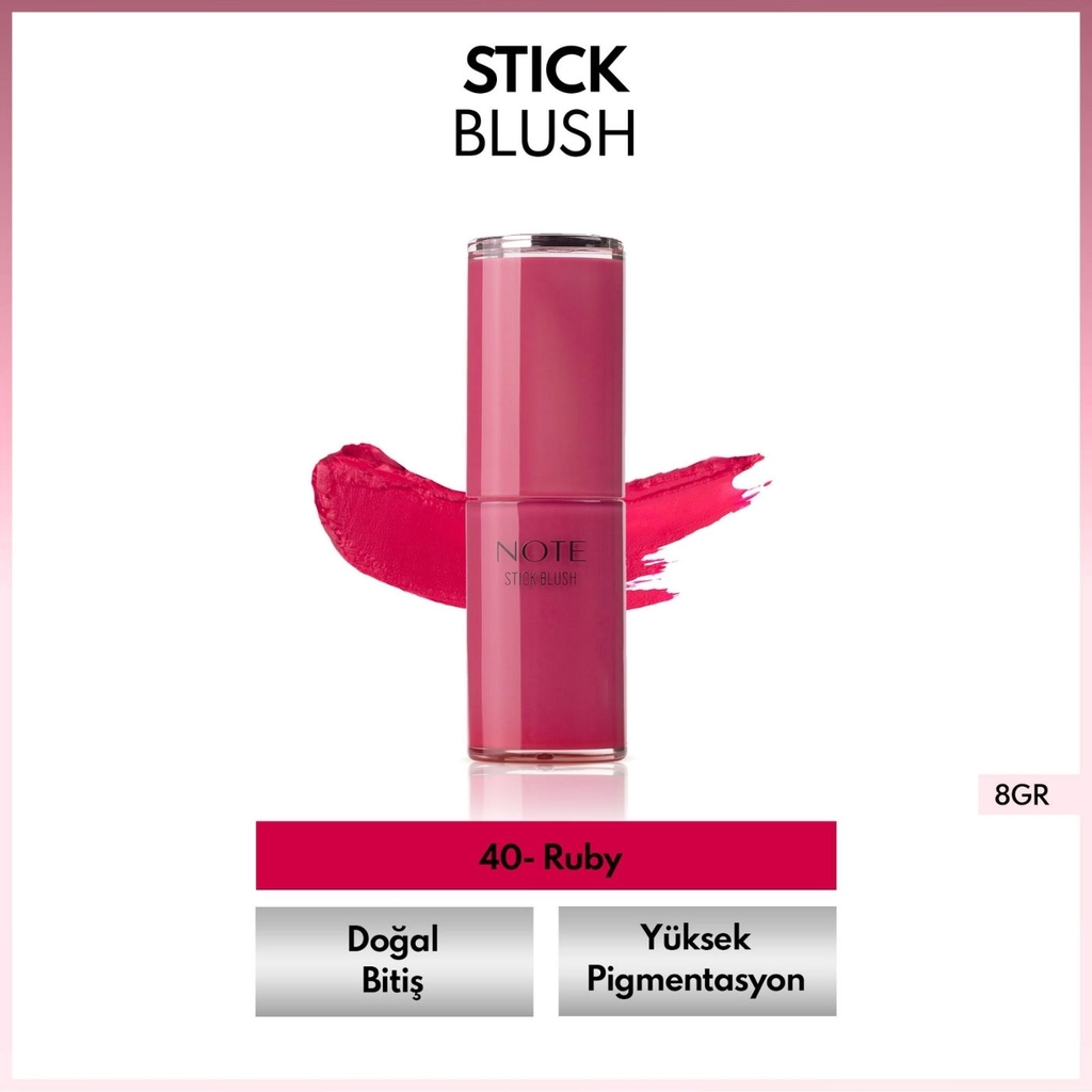 Note Stick Blush Işıltılı Stick Allık – 40 Ruby