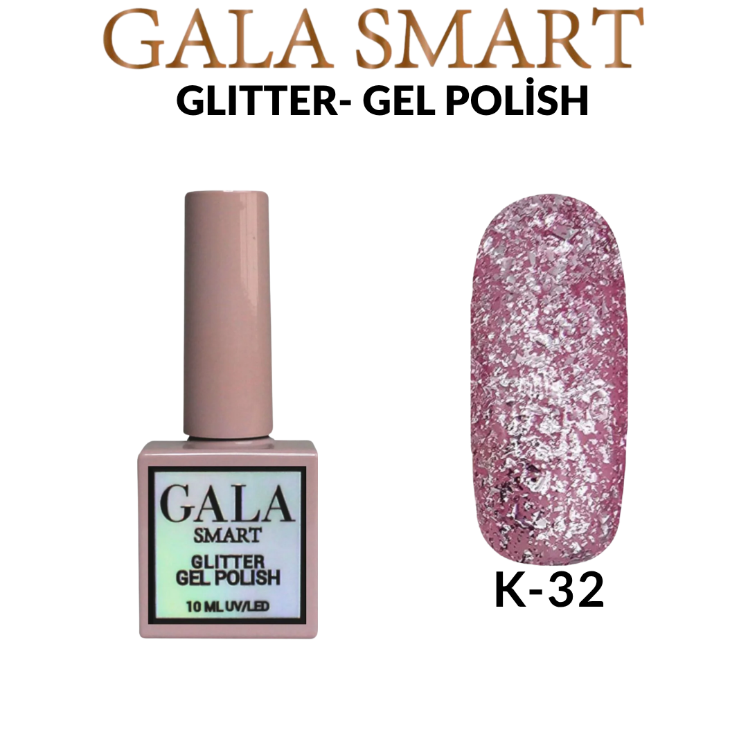 Gala Smart Kalıcı Oje Glitter – No K-32