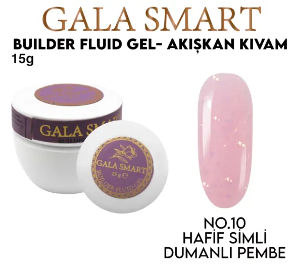 Gala Smart Fluid Gel 15g – No 10 Hafif Simli Dumanlı Pembe