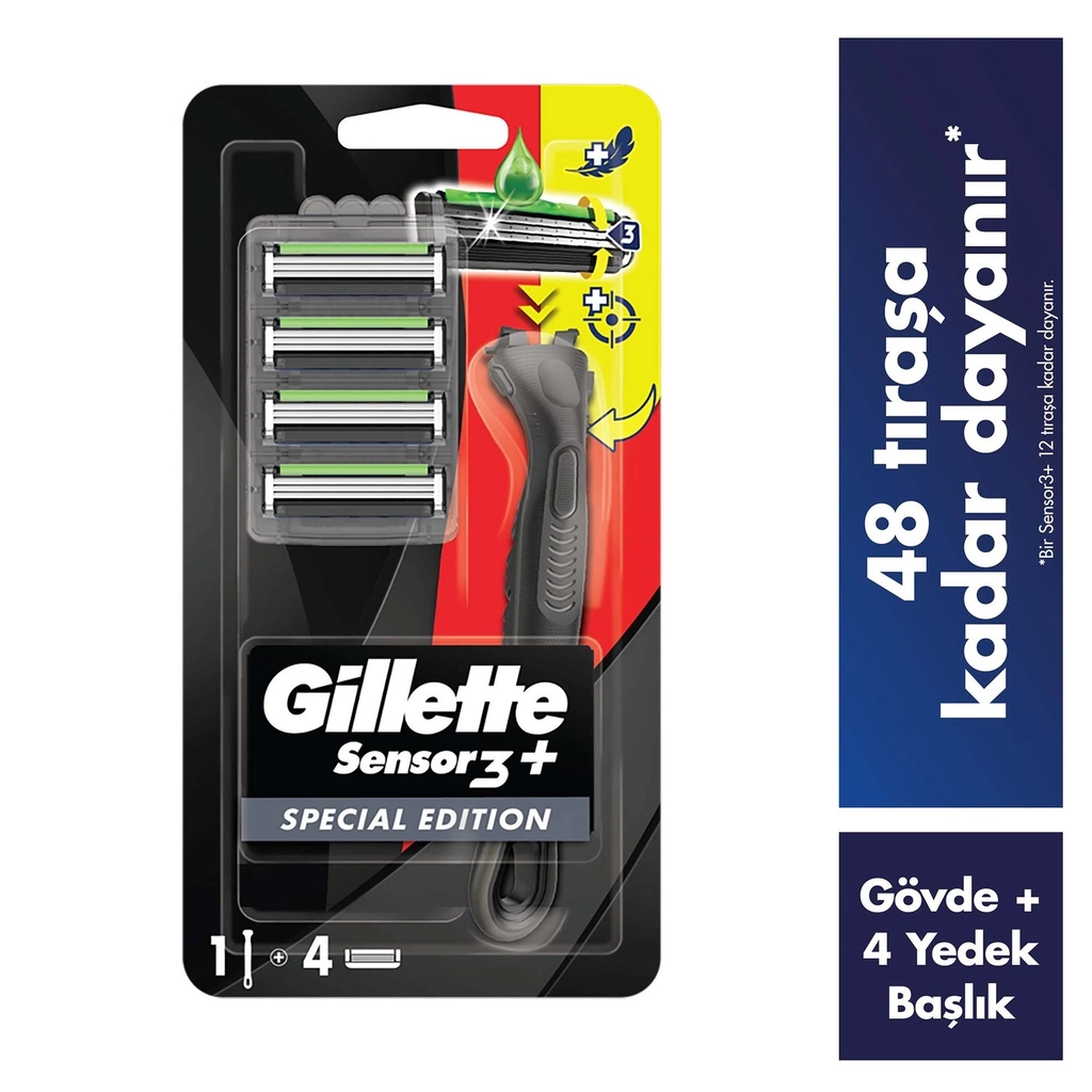Gilette Sensor3+ 4'lü Yedek Bığak Başlıklı Tıraş Makinesi