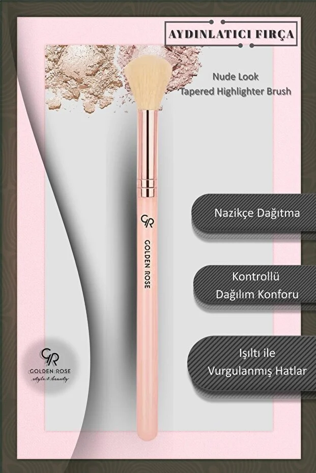 Golden Rose Nude Look Tapered Highlighter Brush Konik Aydınlatıcı Fırçası