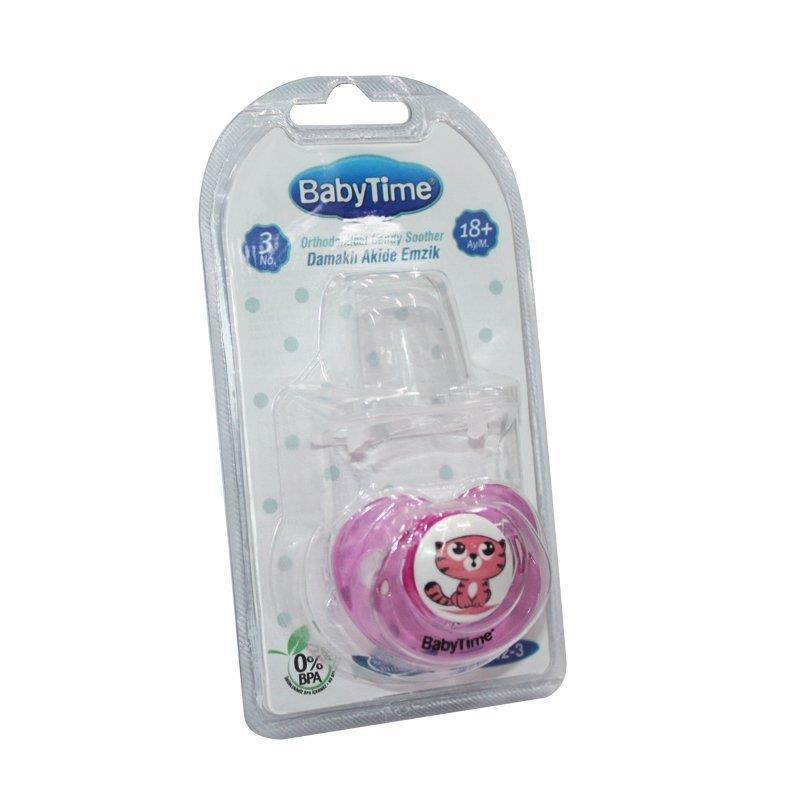 Baby Time Silikon Damaklı Şeffaf Gövdeli Desenli Emzik – N.3 Baby Time Silikon Damaklı Şeffaf Gövdeli Desenli Emzik – N.3
