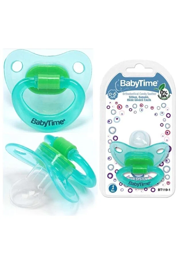 Baby Time Silikon Damaklı Şeffaf Gövdeli Desenli Emzik – Yeşil Baby Time Silikon Damaklı Şeffaf Gövdeli Desenli Emzik – Yeşil