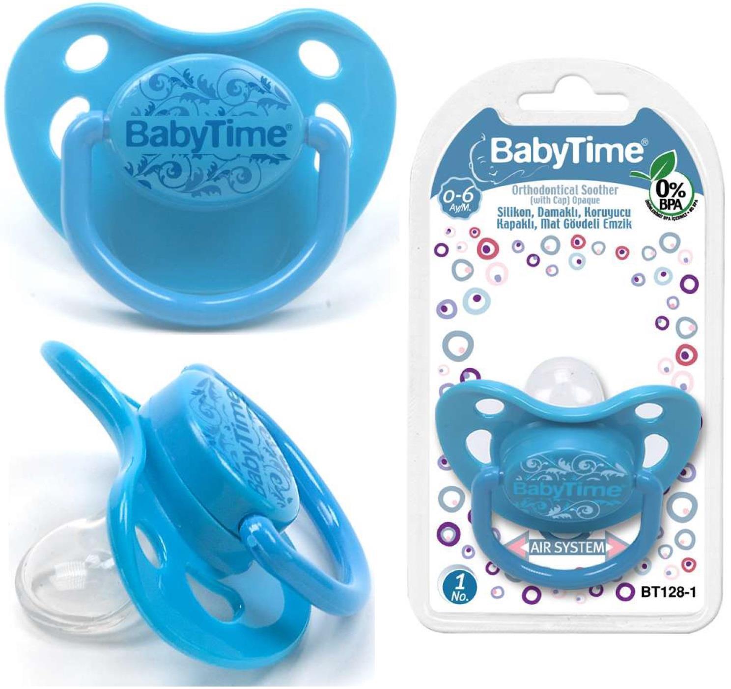 Baby Time Silikon Damaklı Şeffaf Gövdeli Desenli Emzik – BT129-2 Baby Time Silikon Damaklı Şeffaf Gövdeli Desenli Emzik – BT129-2