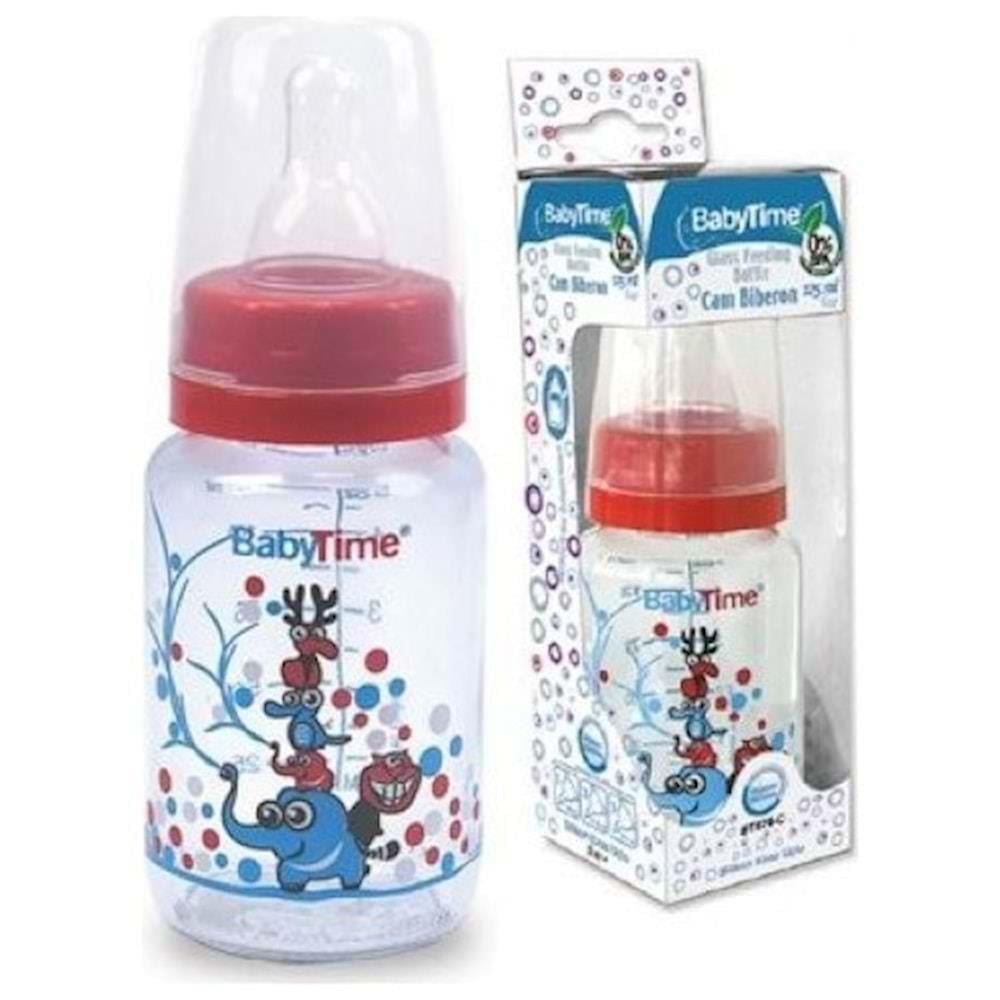 Baby Time Klasik Cam Biberon (Silikon Kiraz Uçlu) 125ml BT074
