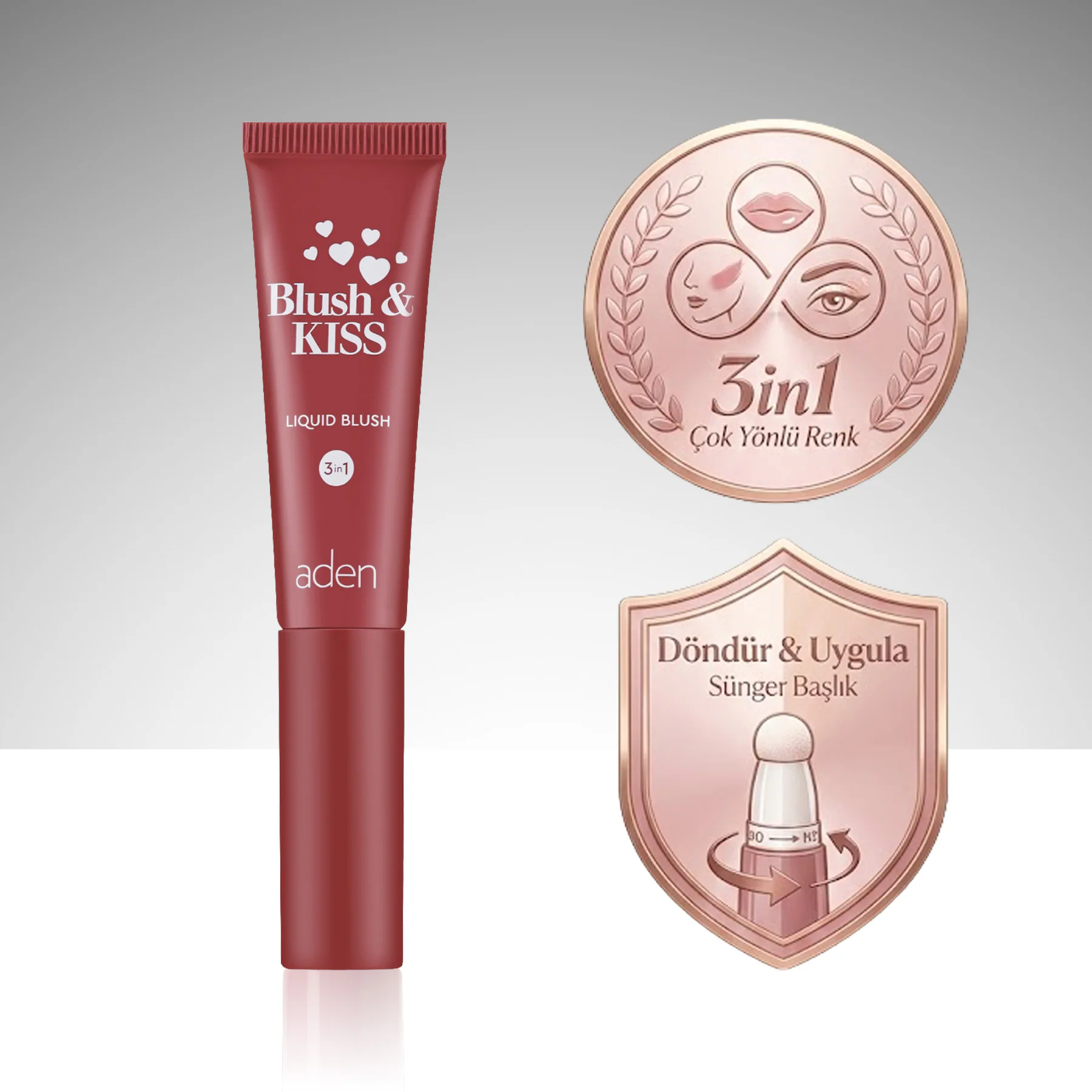 Aden 3in1 Blush & Kiss – 02 Sun Kissed(Güneş Öpücüğü)