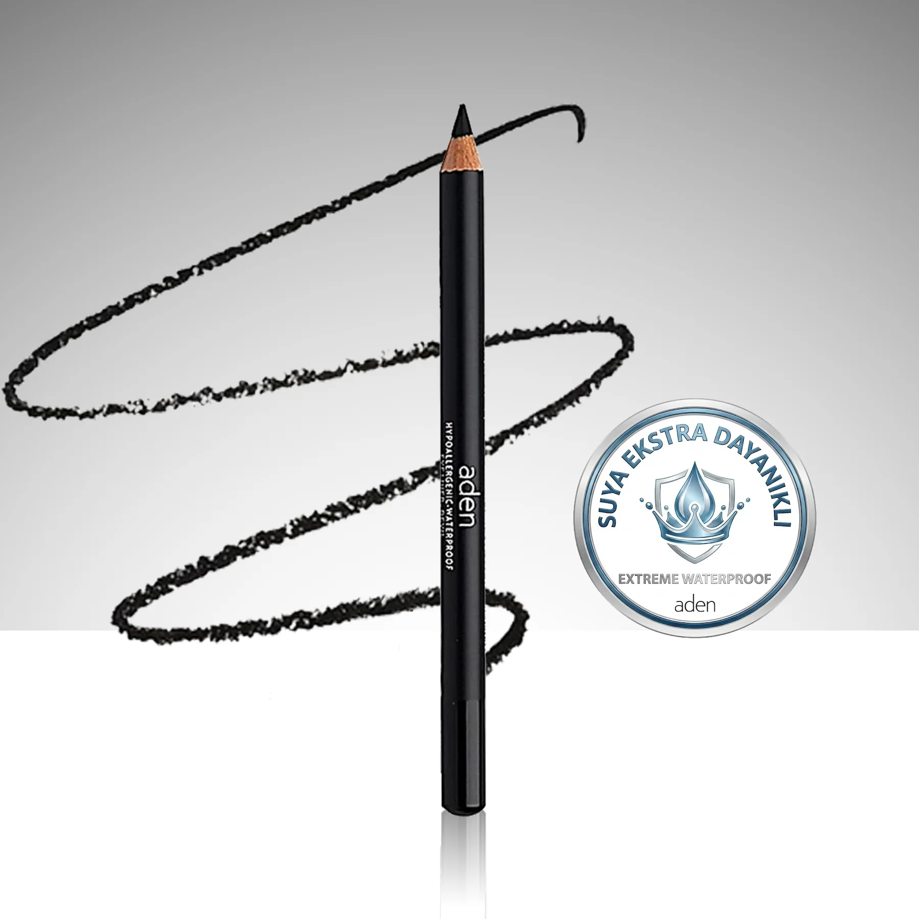 Aden Eyeliner Pencil Waterproof - Suya Dayanıklı Eyeliner Kalem – 00 Devil(Siyah)
