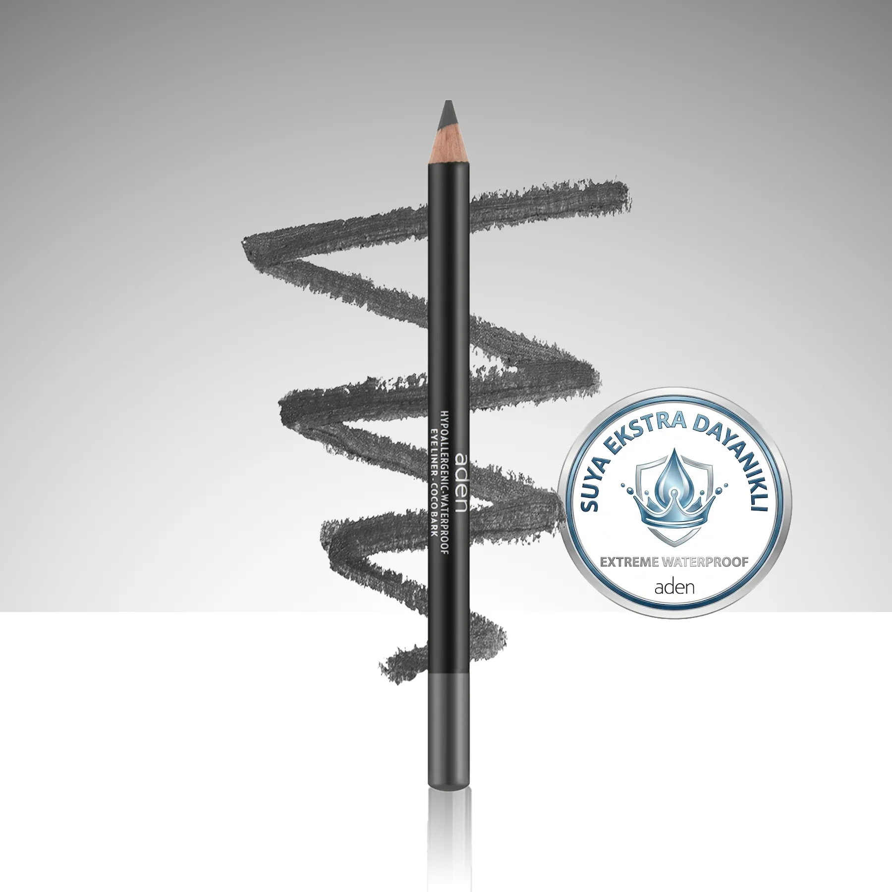 Aden Eyeliner Pencil Waterproof - Suya Dayanıklı Eyeliner Kalem – 03 Granite(Gri)